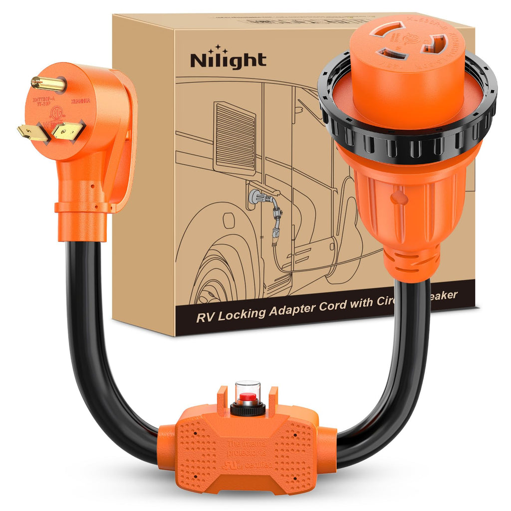 Nilight EV Adapter Cord 30 Amp to 50 Amp 4 Prong Pure Copper New Dryer Outlet to EV Plug Conversion Heavy Duty 10 Gauge Wire Nema 14-30P to 14-50R 30M/50F for Level 2 EVs Using