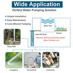 4" Deep Well Submersible Pump, 1/2 HP, 110V, 60 Hz, 25 GPM,207FT Max Head, 33FT Power Cord,Stainless Steel Submersible Well Pump with External Control Box, Check Valve & Outlet,ON/OFF Switch