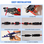 dakewang 24 Pairs 1000V 30A Solar Panel Connectors, 14-10AWG Crimping Tool and Heavy Duty Wire Stripper for MC4 Connectors and Solar Cable.