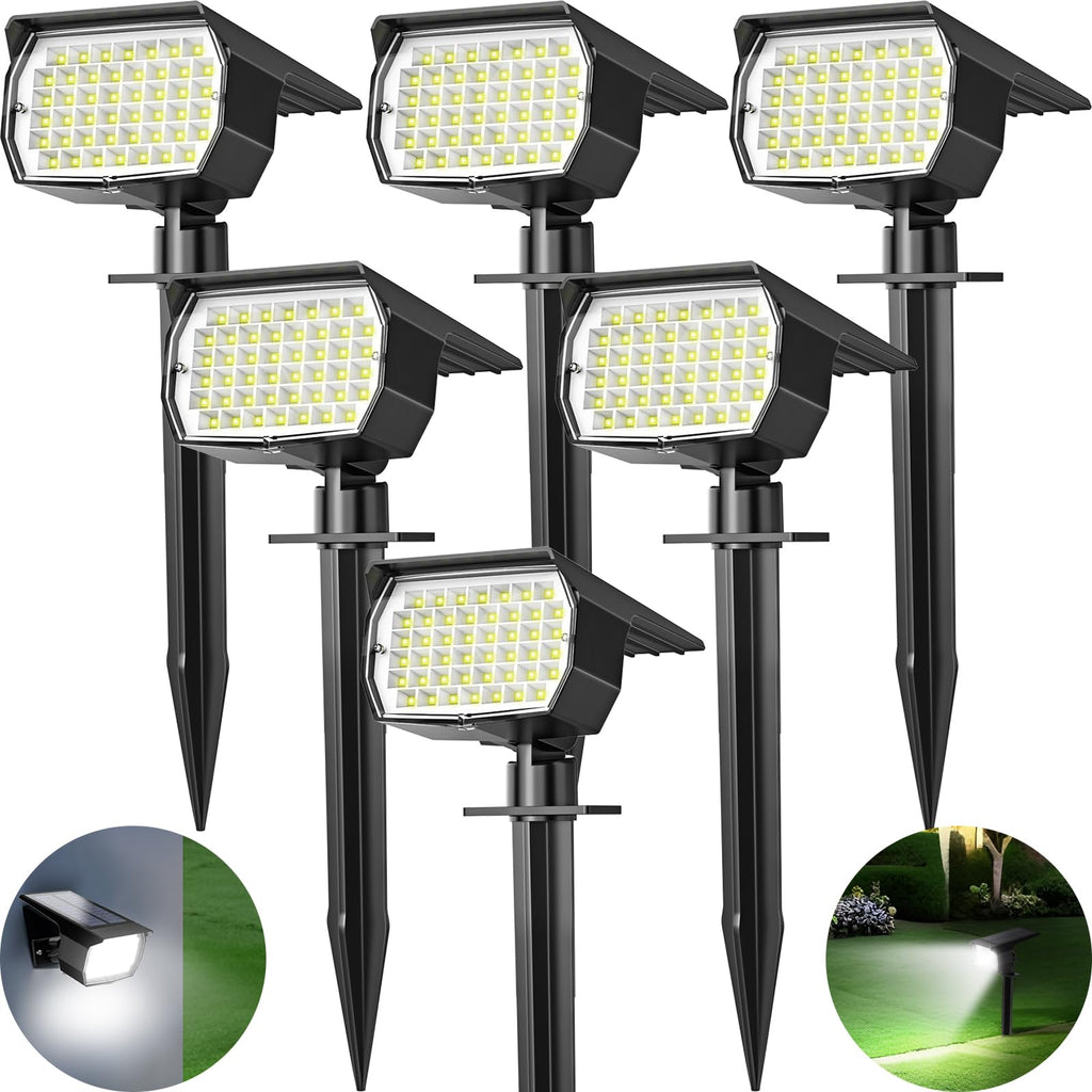 Tadyreal Solar Spot Lights Outdoor 10 Pack, [46 LED/3 Modes] Solar Landscape Spotlights Waterproof, 2-in-1 Auto On/Off Solar Powered Lights for Outside Yard Garden Wall Pathway(Cool White)