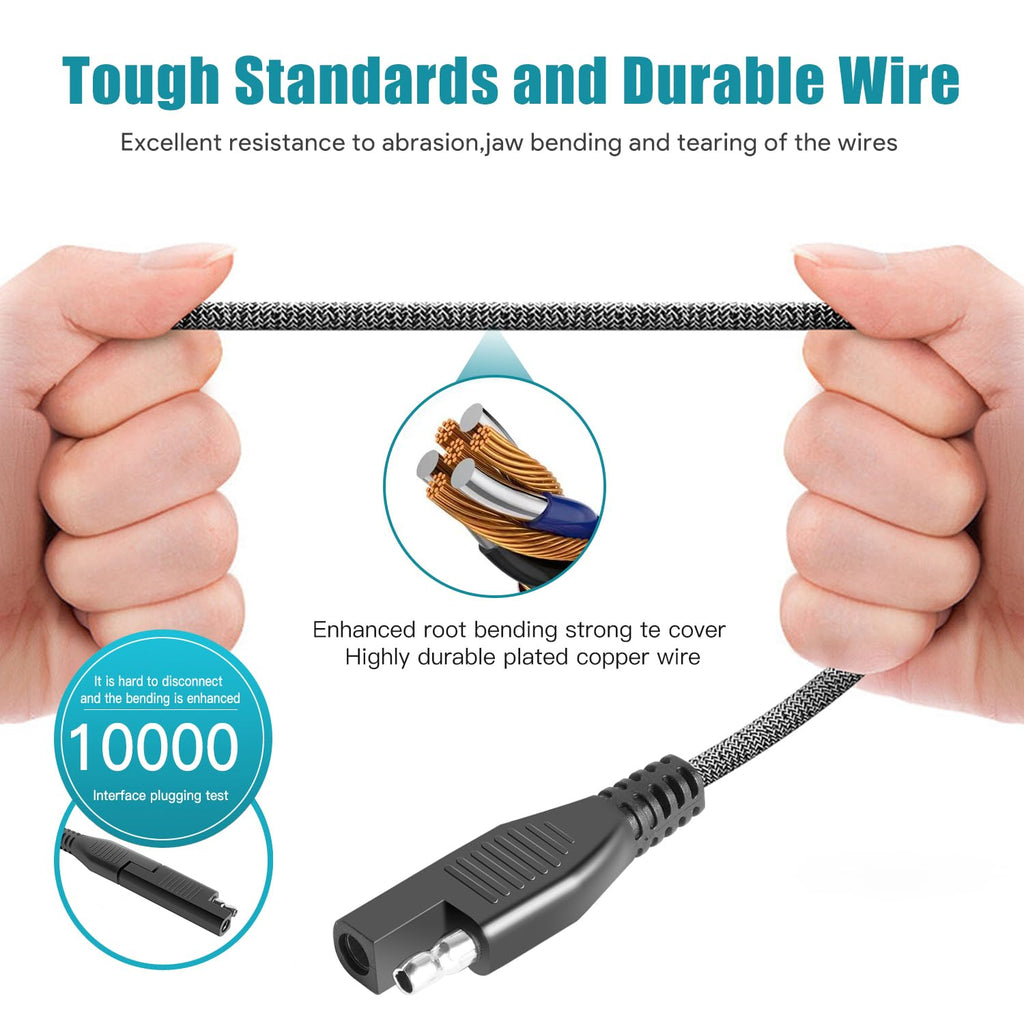 TAIFU Solar Panel Connectors to SAE Adapter Cable, 11FT 10AWG Solar Extension Cable with SAE Polarity Reverse Adapter for RV Solar Panel Caravan Battery Charger Kit