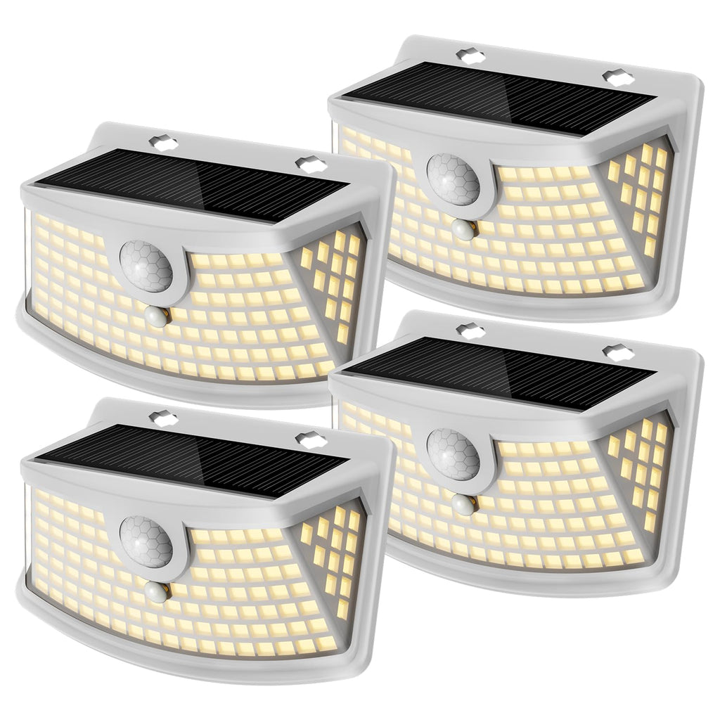 Aootek New Solar Motion Sensor Lights 120 LEDs with Lights Reflector,270° Wide Angle, IP65 Waterproof, Step Lights for Front Door, Yard, Garage, Deck (Black, Daylight White, 6-Pack)