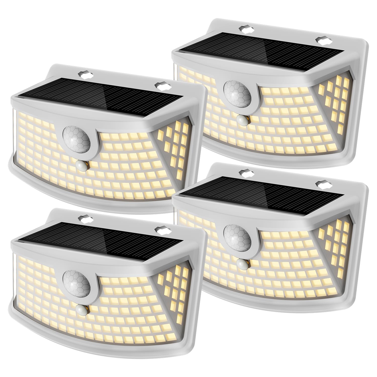 Aootek New Solar Motion Sensor Lights 120 LEDs with Lights Reflector,270° Wide Angle, IP65 Waterproof, Step Lights for Front Door, Yard, Garage, Deck (Black, Daylight White, 6-Pack)