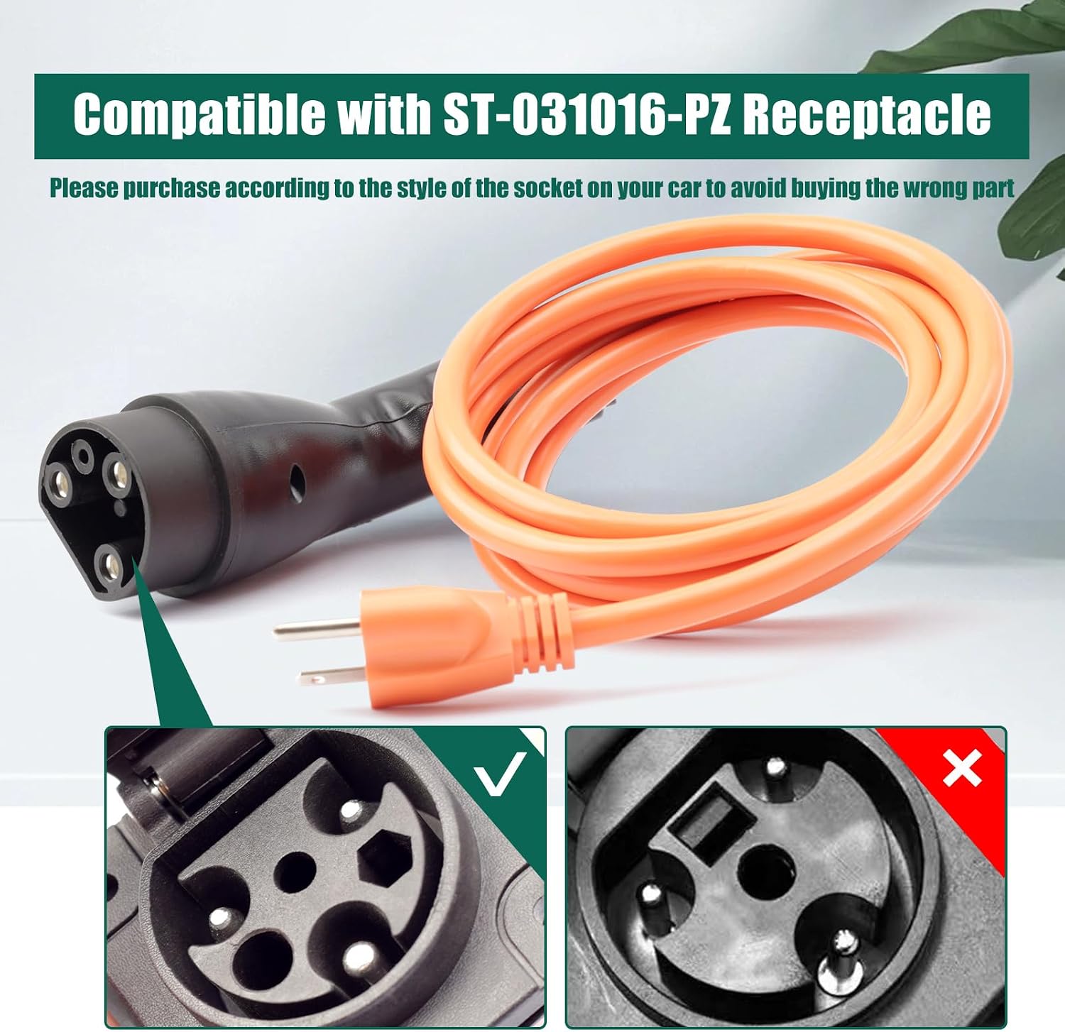 YUXIVCNE ST-031016-PT Charging Power Cord Replacement for Evolution ICON EV Golf Carts, 120V 3 Pin Charge Cable Assembly Replace 2.04.0620
