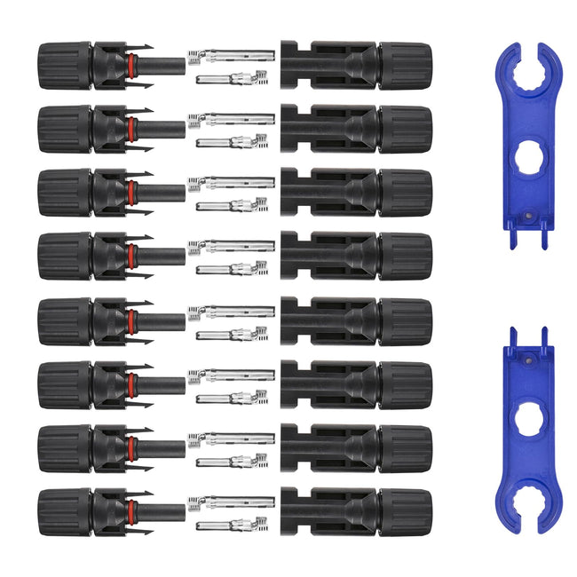 Usngsny 16 PCS Solar Panel Connectors, Male/Female IP67 Waterproof 1000V 30A Solar Cable Connectors (8 Pairs) with 2 Spanners（10AWG） Hover Image