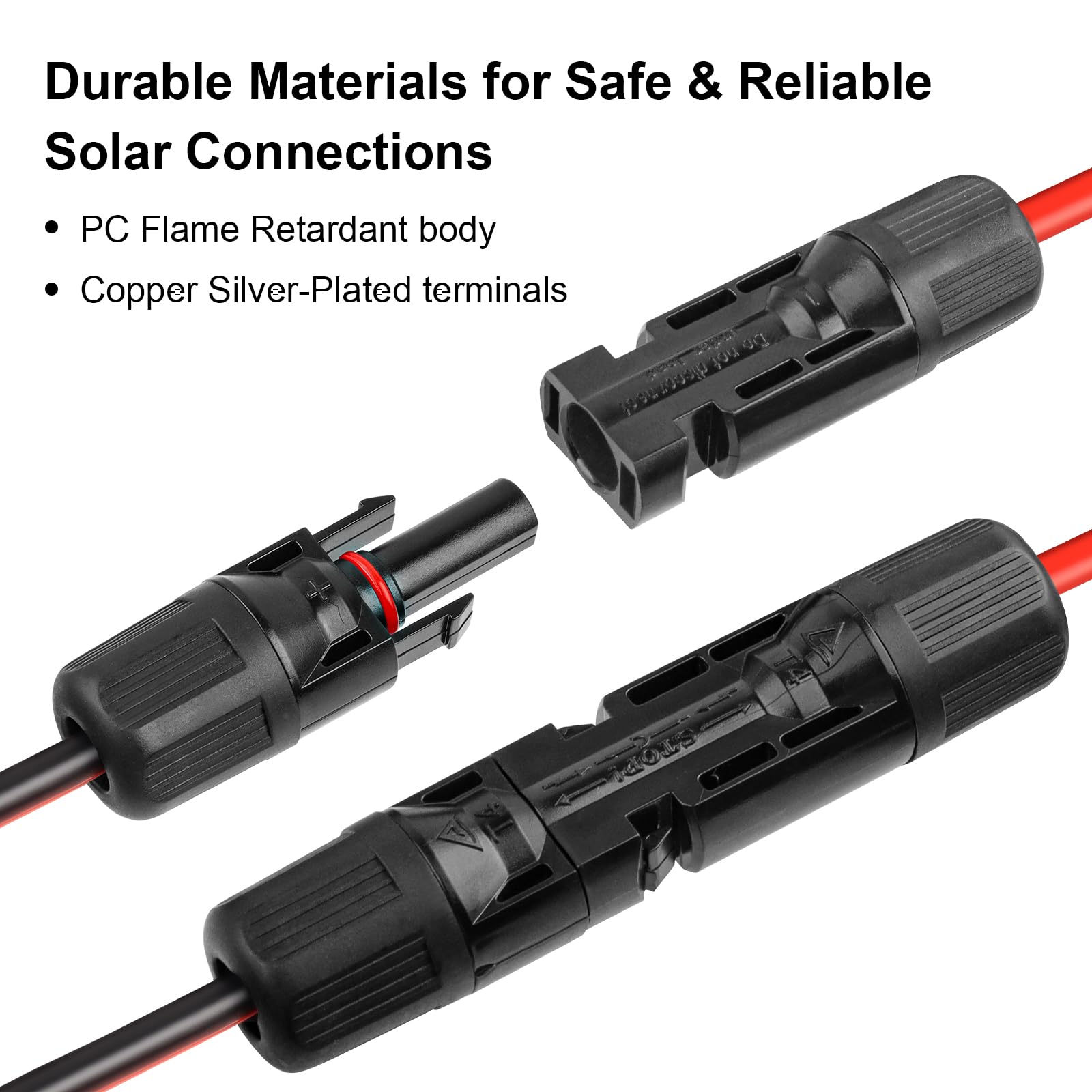 XRDS -RF 10AWG SAE to Solar Panel Connector Cable 1FT 2PCS, Heavy-Duty Tinned Copper, Solar Extension Cable with SAE Polarity Reverse Adapter for Solar Power Systems and Battery Connections
