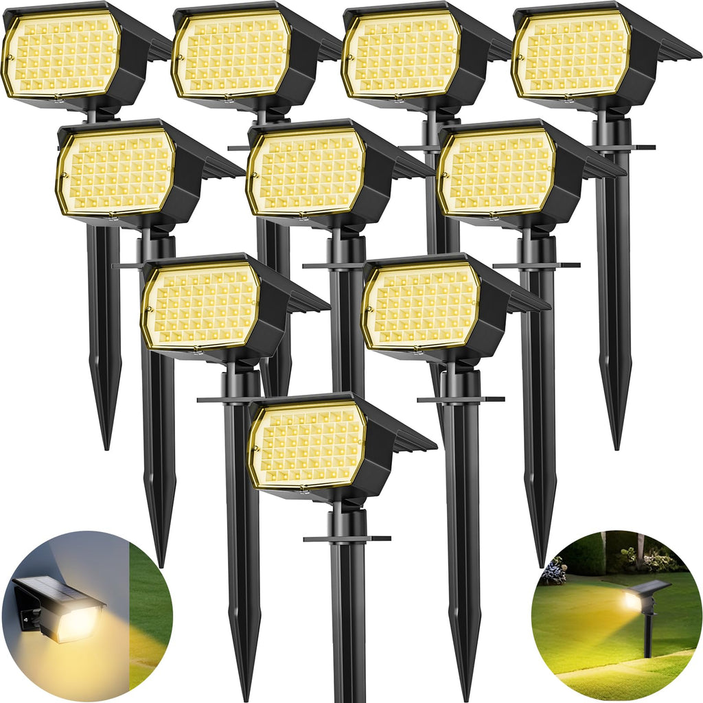 Tadyreal Solar Spot Lights Outdoor 10 Pack, [46 LED/3 Modes] Solar Landscape Spotlights Waterproof, 2-in-1 Auto On/Off Solar Powered Lights for Outside Yard Garden Wall Pathway(Cool White)
