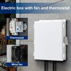 Namunanee Outdoor Electrical Box with Thermostat and Fan, ABS Water Resistant Enclosure with Internal Mounting Panel & Hinged Cover,16" H* 12" L* 5.9" W Plug & Play.