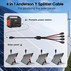 Anderson Y Splitter Cable 1 to 4 Solar Panel Branch Parallel Adapter | Compatible with GZ, High Power Pole Port Connector, for Solar Generator Power Station 18.5 Inch