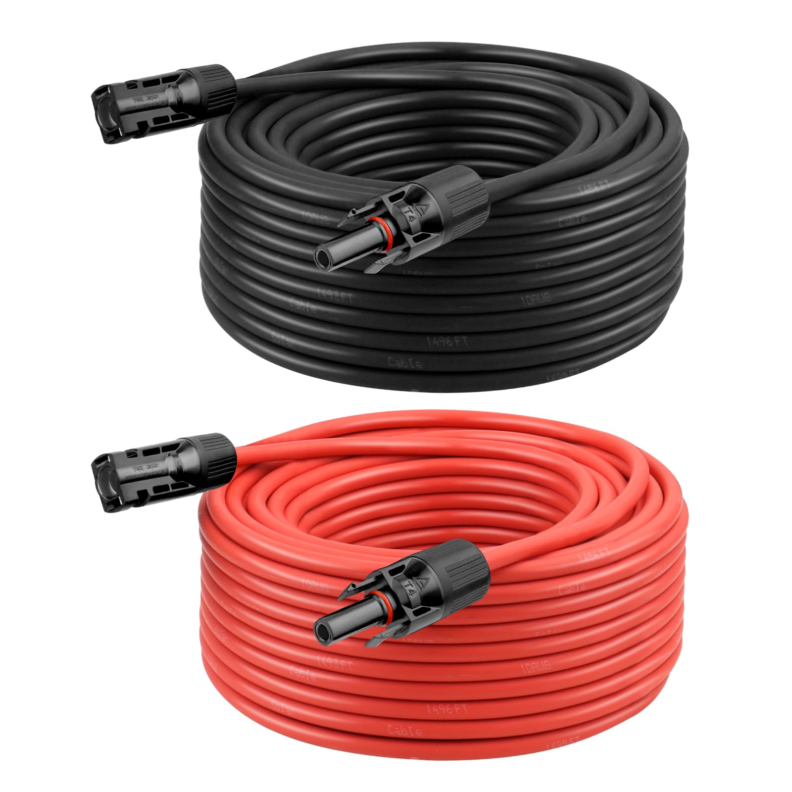 8 AWG Solar Extension Cable 50FT Black + 50FT Red, 8 Gauge Solar Panel Wire Male to Female Tinned Copper Wire for Solar Panel, Automotive, RV, Boat, Outdoors