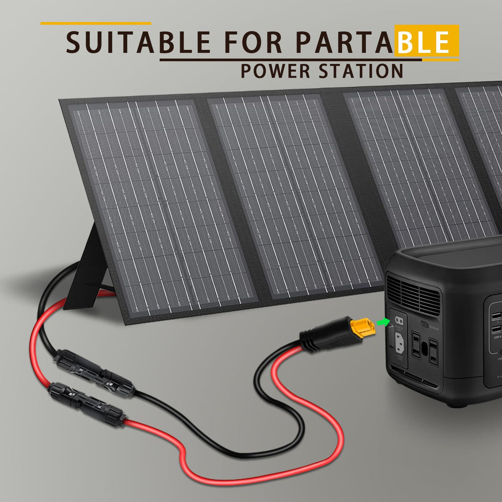 COMeap Solar Panel Cable for Ecoflow Anker SOLIX 10AWG, Compatible with MC-4 to XT60 Plug Solar Panel Connector Adapter Extension for Portable Power Station Solar Generator RV 3.4ft(1.04m)
