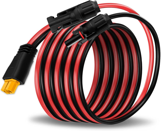 COMeap Solar Panel Cable for Ecoflow Anker SOLIX 12AWG, 10FT/3M Compatible with MC-4 to XT60 Plug Solar Panel Connector Adapter Extension for Portable Power Station Solar Generator RV Hover Image