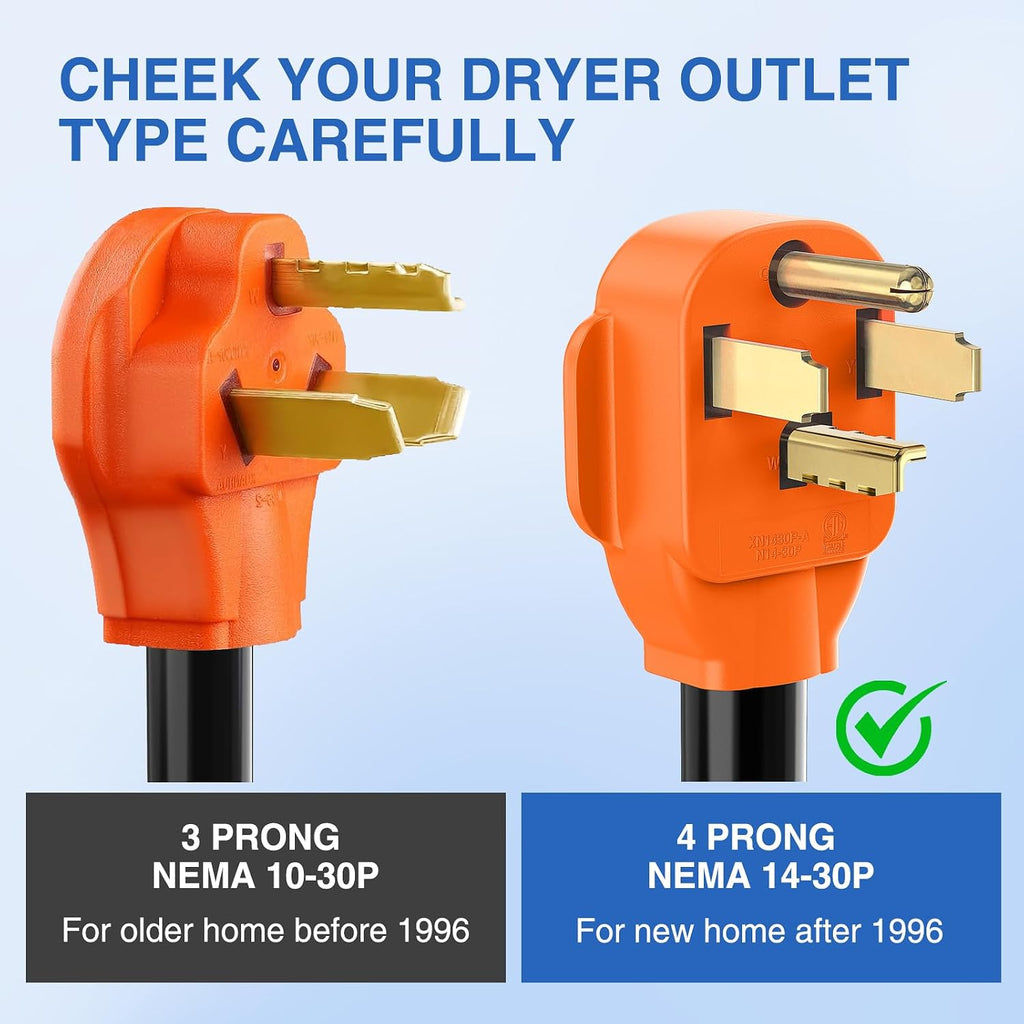 Nilight EV Adapter Cord 30 Amp to 50 Amp 4 Prong Pure Copper New Dryer Outlet to EV Plug Conversion Heavy Duty 10 Gauge Wire Nema 14-30P to 14-50R 30M/50F for Level 2 EVs Using