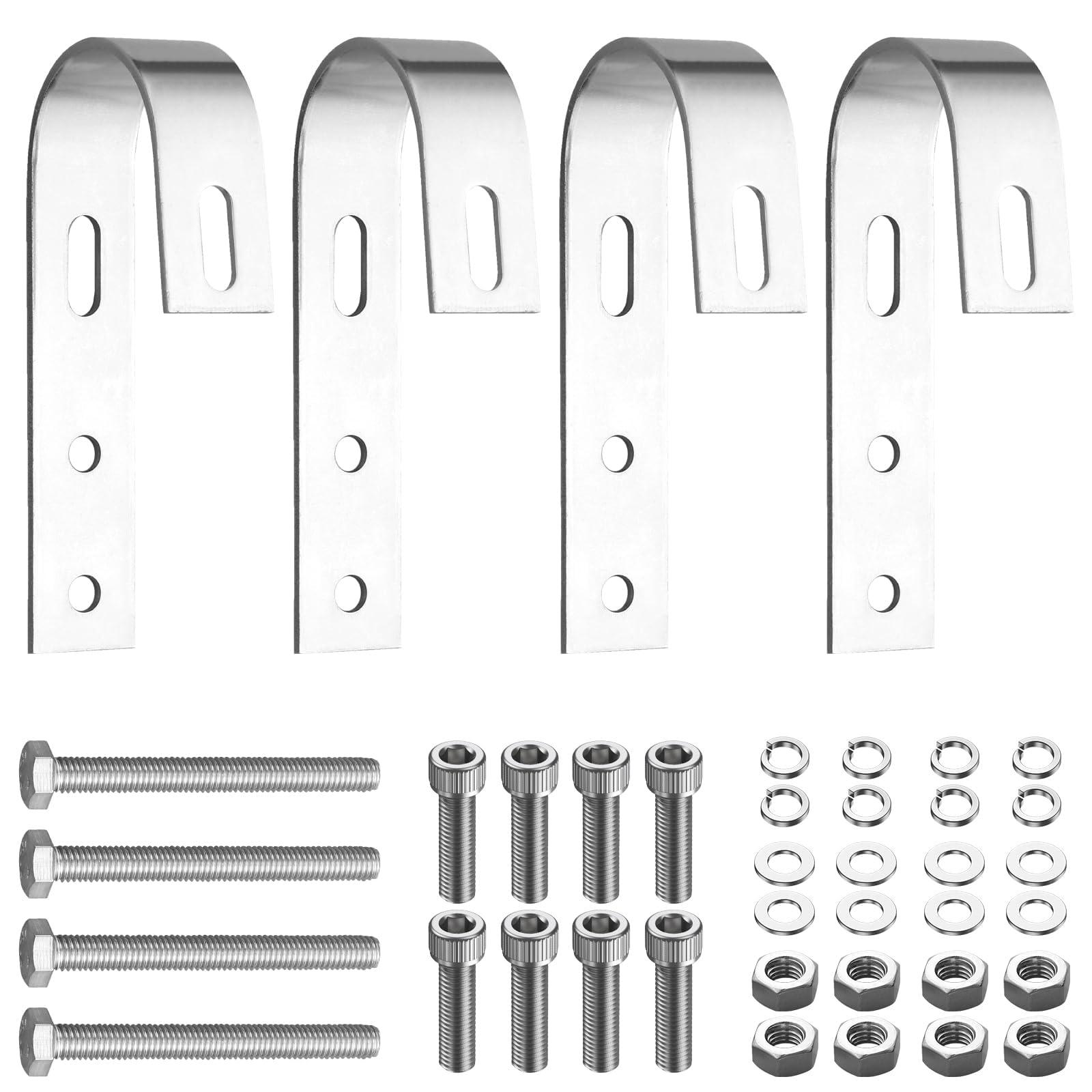 Anbte 4PCS Solar Panel Mounting Brackets for Balcony, Stainless Steel Universal PV Module Hooks, Anti-Corrosion Solar Panel Mounting Kit for Balcony, Flat Roof, Garage Roof, Silver