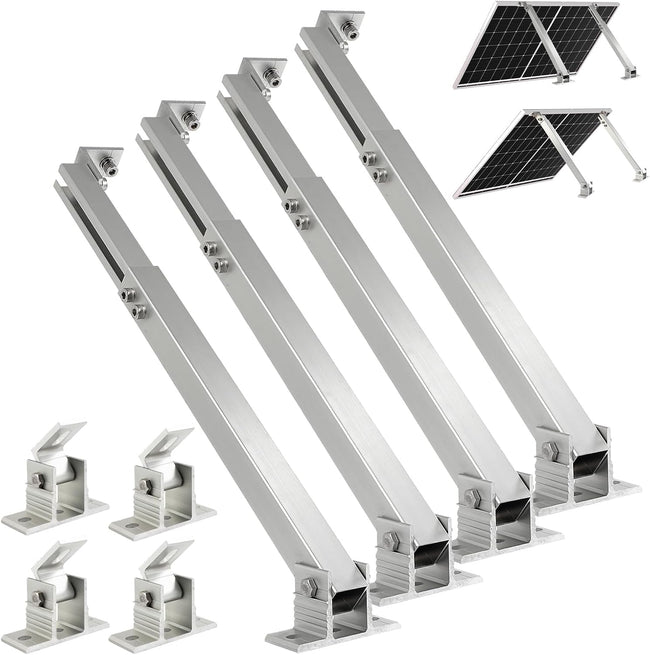 Solar Panel Mounting Brackets, 2 Sets Adjustable Solar Panel Tilt Mount Brackets, 14-27IN Adjust Solar Panel Rack, Support up to 100-450 Watt Mounting Bracket Set, Portable Stand for Roof RV Boat Hover Image