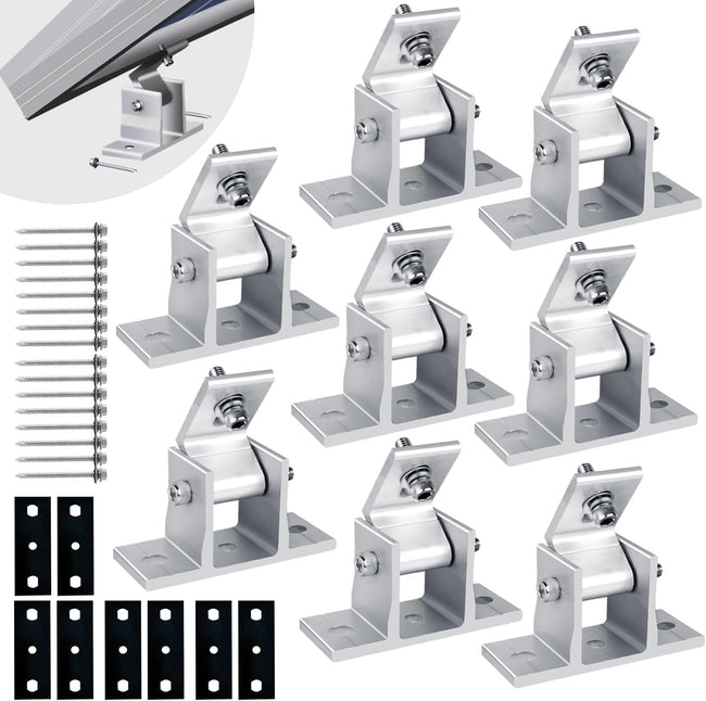 Solar Panel Mounting Brackets, 8PCS Adjustable RV Solar Panel Mount, Tilt Angle 10-60 Roof Mounting Kit for Solar Panels 400 W, 500 W Hover Image