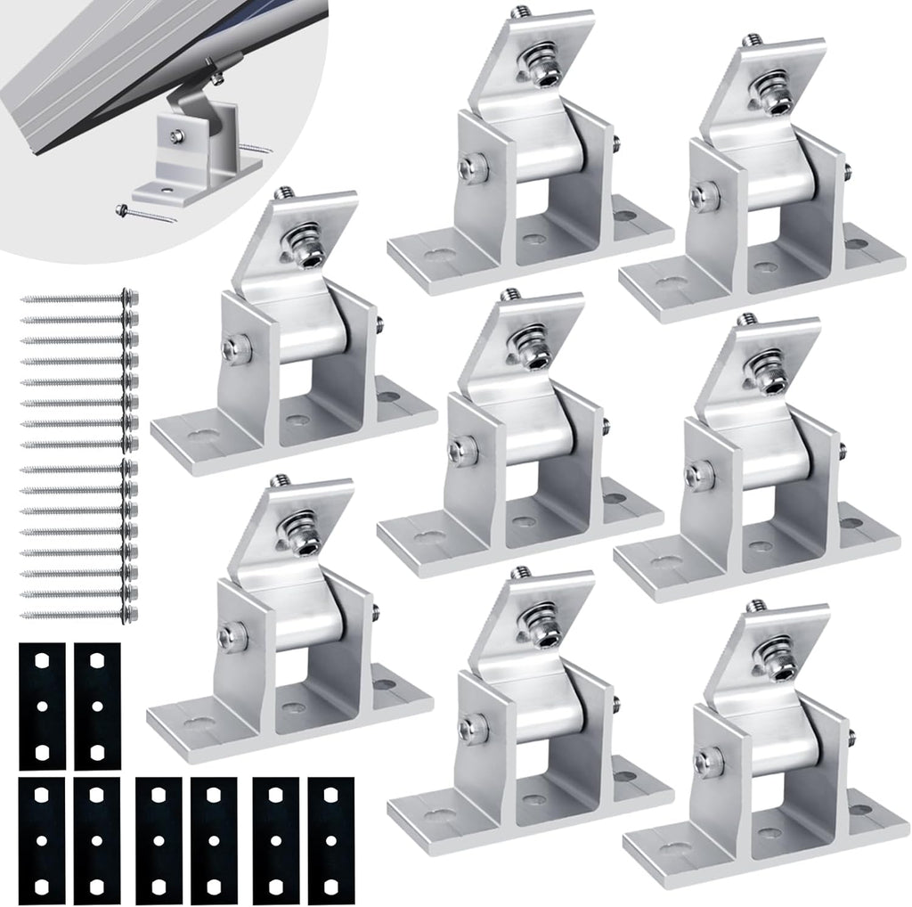 Solar Panel Mounting Brackets, 8PCS Adjustable RV Solar Panel Mount, Tilt Angle 10-60 Roof Mounting Kit for Solar Panels 400 W, 500 W