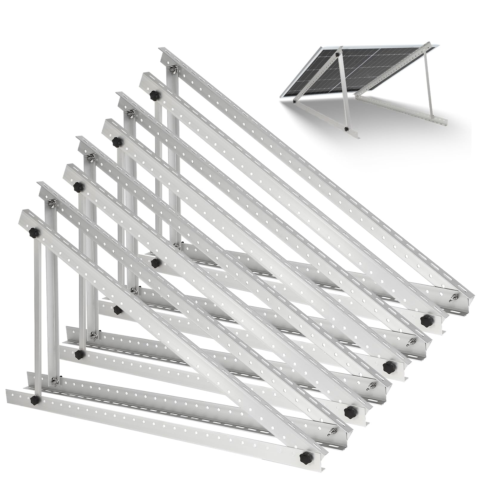 Solar Panel Mounting Brackets, 2 Sets Adjustable Solar Panel Tilt Mount Brackets, 14-27IN Adjust Solar Panel Rack, Support up to 100-450 Watt Mounting Bracket Set, Portable Stand for Roof RV Boat