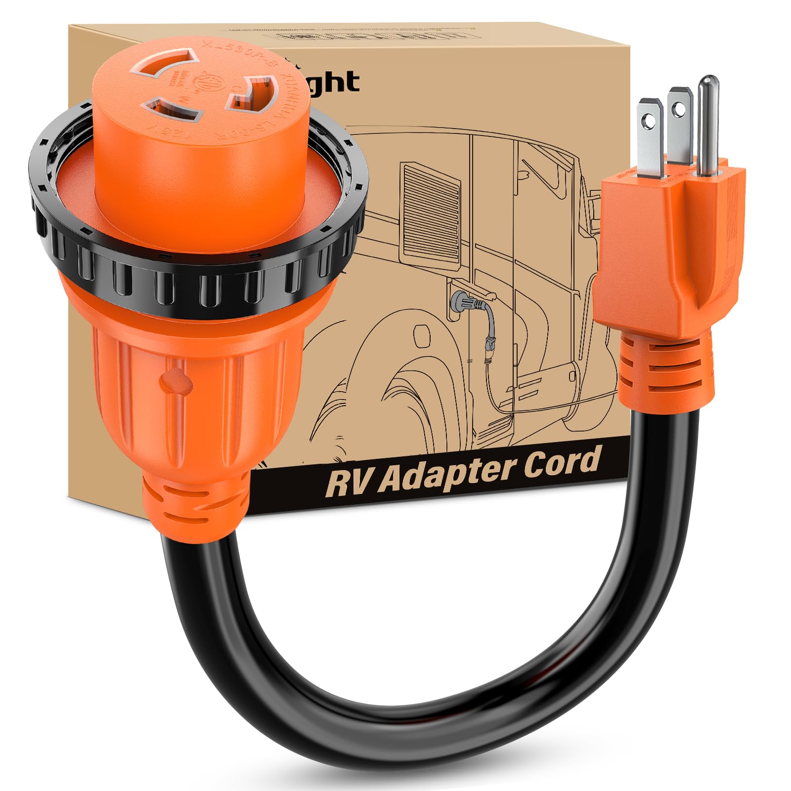 Nilight EV Adapter Cord 30 Amp to 50 Amp 4 Prong Pure Copper New Dryer Outlet to EV Plug Conversion Heavy Duty 10 Gauge Wire Nema 14-30P to 14-50R 30M/50F for Level 2 EVs Using