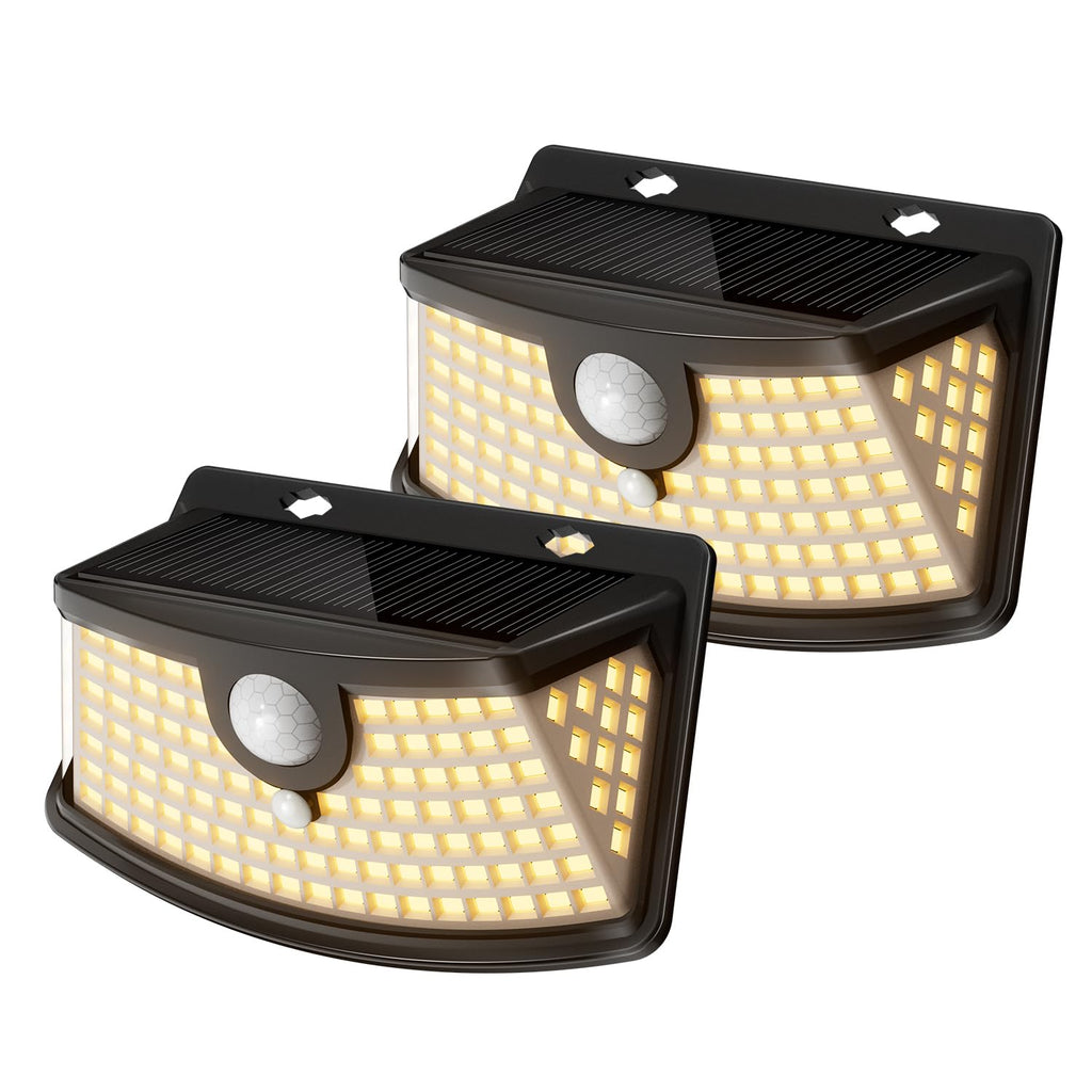 Aootek New Solar Motion Sensor Lights 120 LEDs with Lights Reflector,270° Wide Angle, IP65 Waterproof, Step Lights for Front Door, Yard, Garage, Deck (Black, Daylight White, 6-Pack)