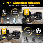Upgraded 2in1 CCS1 & J1772 to NACS(Tesla) Adapter, Max 250KW 500A/AC Fast Charging/Level 1/2/3Chargers for Tesla Model 3/Y/S/X/Cybertruck,Works with Electrify America/ChargePoint/EVgo