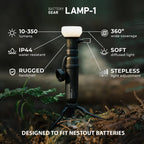 ELECOM NESTOUT 10000mAh Outdoor Power Bank + 2-Panel Solar Panel Charger + LAMP-1 LED 300 Lumen Soft Lantern - Black