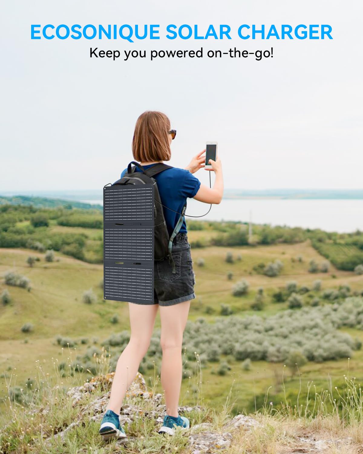 Ecosonique 30W Portable Foldable Solar Panel Charger with USB-C & USB-A