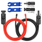10AWG Solar Extension Panel Cable - 50FT Solar Wire with Waterproof Female and Male Connector and Solar Panel Adaptor Kit Tool PV Wire for RV, Home, Boat, Solar Panels(50feet Red + 50feet Black)