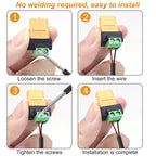 MEIRIYFA XT60 Solderless Connector Female to 2Pin Screw Terminal Adapter for Solar Panel、Portable Power Station,Unmanned Aerial Vehicles, Model Aircraft Plug 4Pcs
