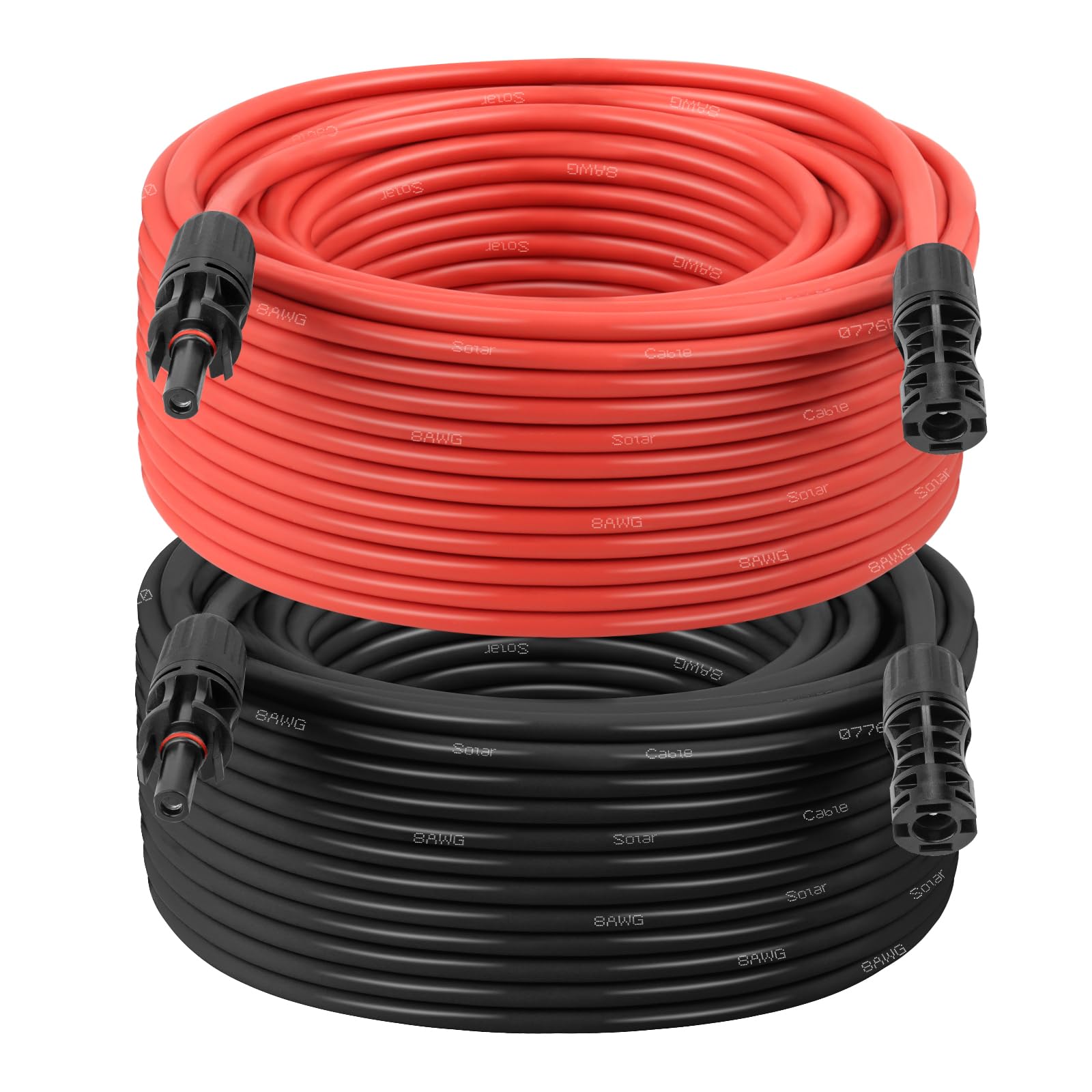 10AWG Solar Extension Cable 2FT – 2 Pack Red & Black PV Wire with Solar Connectors, 84-Strand Tinned Copper, Dual XLPE Insulated, Outdoor UV-Resistant Cable for RV, Inverter, Battery