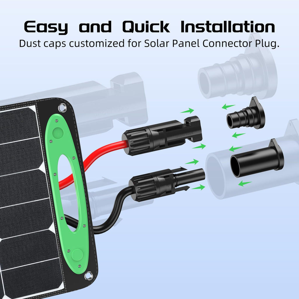 Bateria Power 12 Pairs Solar Connector Caps, IP68 Solar Panel Connectors Caps Weather Resistant Solar Dust Caps for Male and Female Solar Connectors