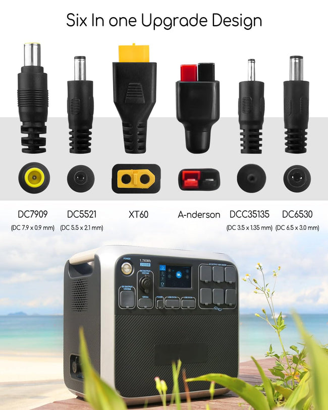 PNYZIK Upgraded 6-in-1 Solar Connector Kit 3.93Ft for Portable Motors and Solar Panels/Motors, 100CM Universal Solar Adapter Connecting Harness with Female and Male Connectors, 1 Pc Main Image