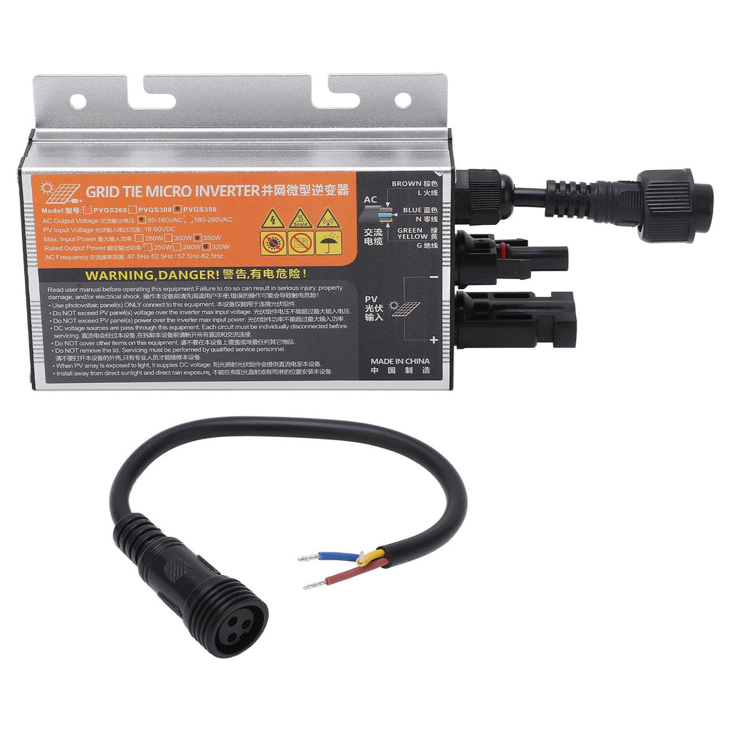 Solar PV Micro Inverter 260W, 18-60V to 120V 230V Grid-Tie Inverter for Home Solar Power System, Compact Aluminum Alloy Microinverter with IP55 Rating