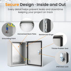 QILIPSU Metal Electrical Box IP65 Waterproof Steel Project Enclosure Lockable Weatherproof Electric Junction Box for Indoor & Outdoor Use 14"x10"x6"