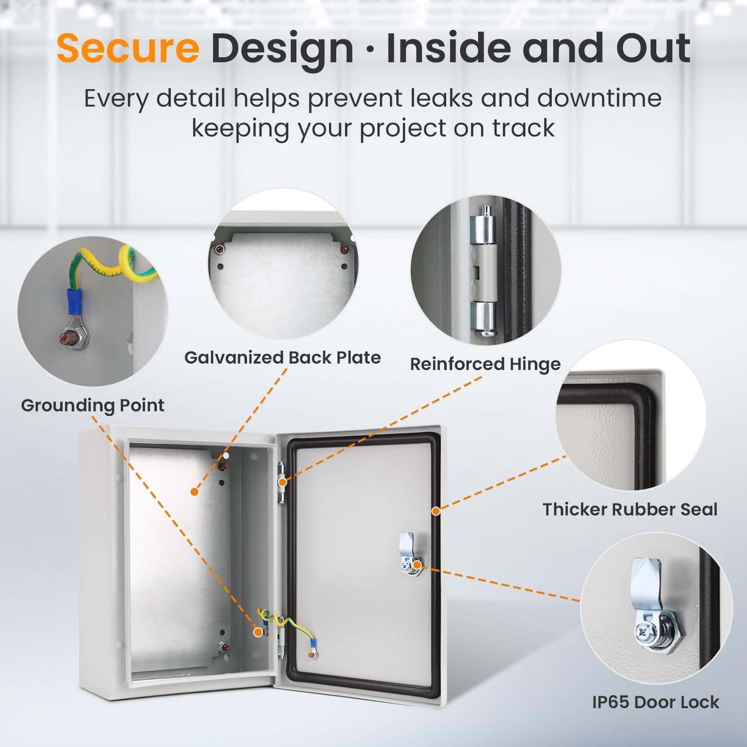 QILIPSU Metal Electrical Box IP65 Waterproof Steel Project Enclosure Lockable Weatherproof Electric Junction Box for Indoor & Outdoor Use 14"x10"x6"
