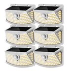 Aootek New Solar Motion Sensor Lights 120 LEDs with Lights Reflector,270° Wide Angle, IP65 Waterproof, Step Lights for Front Door, Yard, Garage, Deck (Black, Daylight White, 6-Pack)