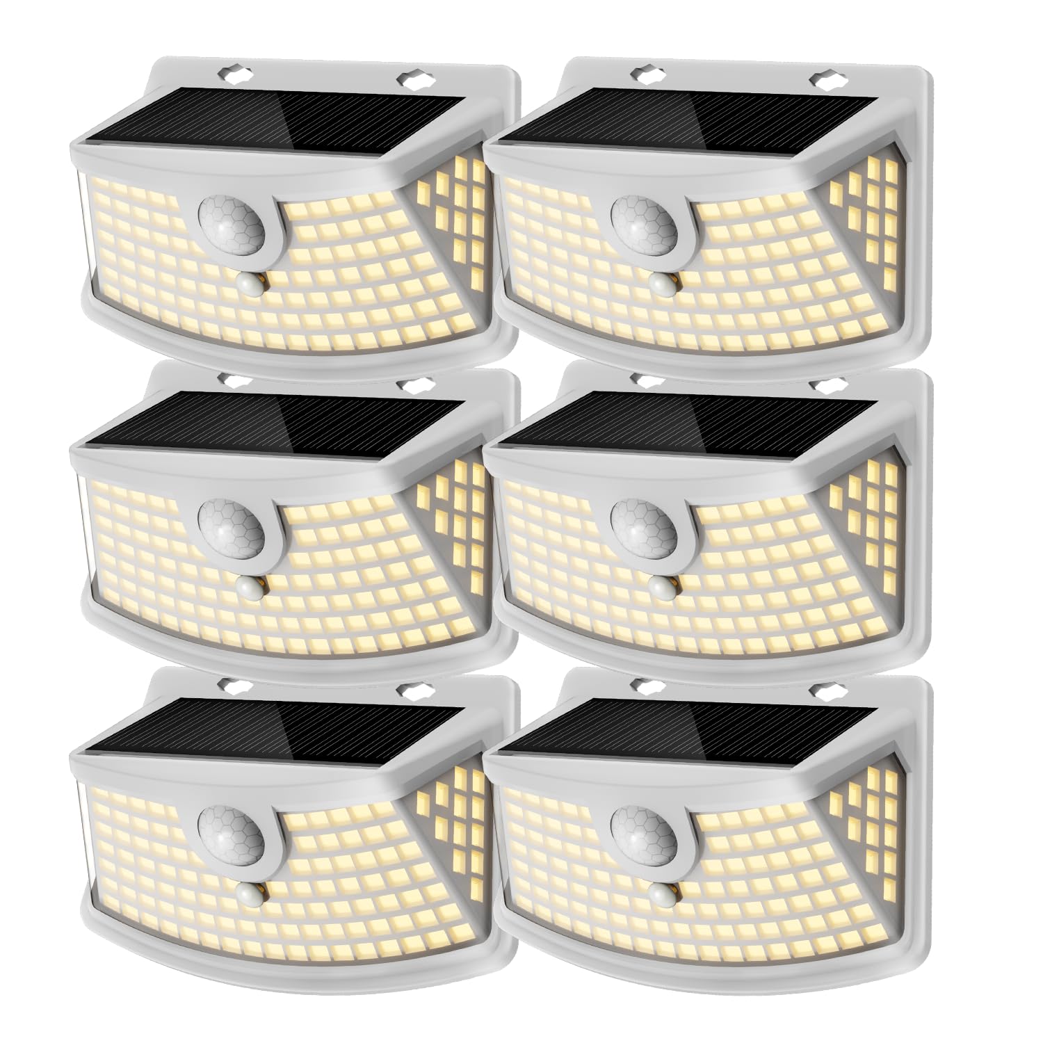 Aootek New Solar Motion Sensor Lights 120 LEDs with Lights Reflector,270° Wide Angle, IP65 Waterproof, Step Lights for Front Door, Yard, Garage, Deck (Black, Daylight White, 6-Pack)