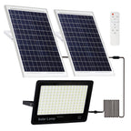 2 Pack 100W LED Solar Flood Lights Outdoor with Remote,Dusk to Dawn Solar Security Street Light Waterproof IP67 for Fence,Garden,Pool,Barn,Lawn,Flag Pole White