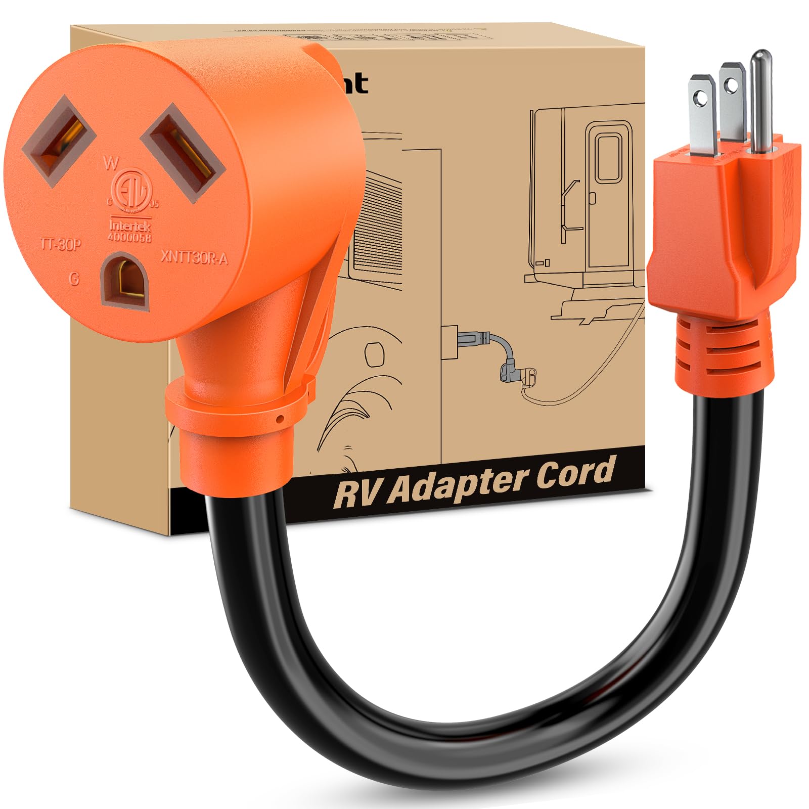 Nilight EV Adapter Cord 30 Amp to 50 Amp 4 Prong Pure Copper New Dryer Outlet to EV Plug Conversion Heavy Duty 10 Gauge Wire Nema 14-30P to 14-50R 30M/50F for Level 2 EVs Using