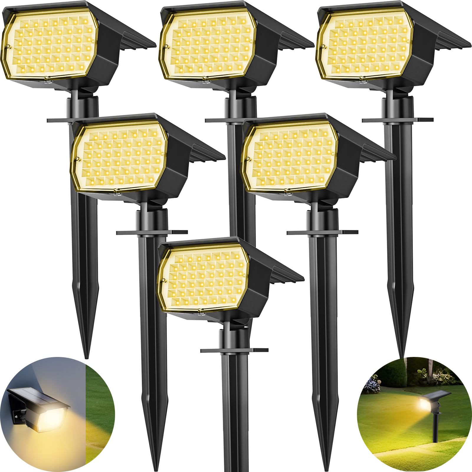 Tadyreal Solar Spot Lights Outdoor 10 Pack, [46 LED/3 Modes] Solar Landscape Spotlights Waterproof, 2-in-1 Auto On/Off Solar Powered Lights for Outside Yard Garden Wall Pathway(Cool White)