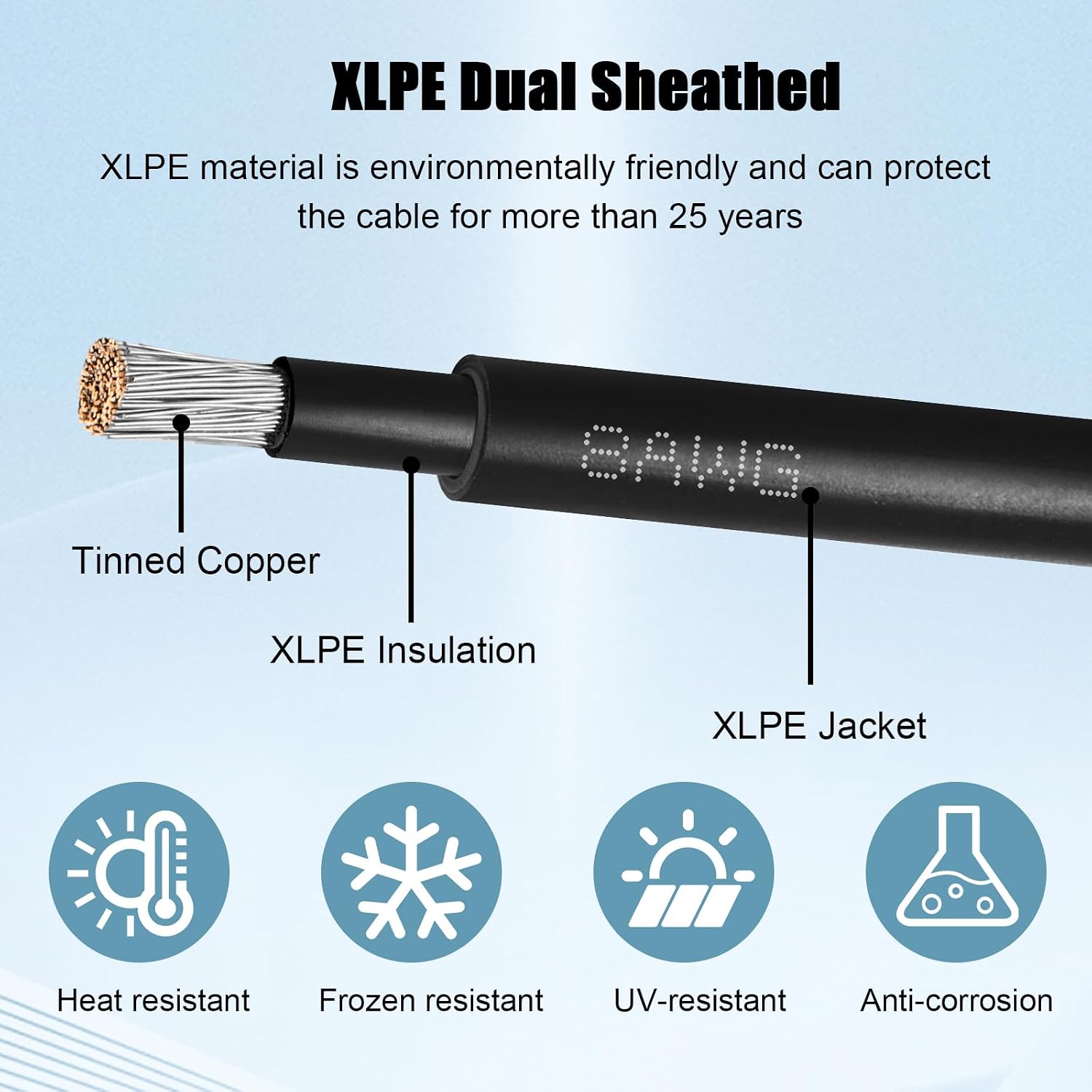 8 AWG Solar Extension Cable 50FT Black + 50FT Red, 8 Gauge Solar Panel Wire Male to Female Tinned Copper Wire for Solar Panel, Automotive, RV, Boat, Outdoors