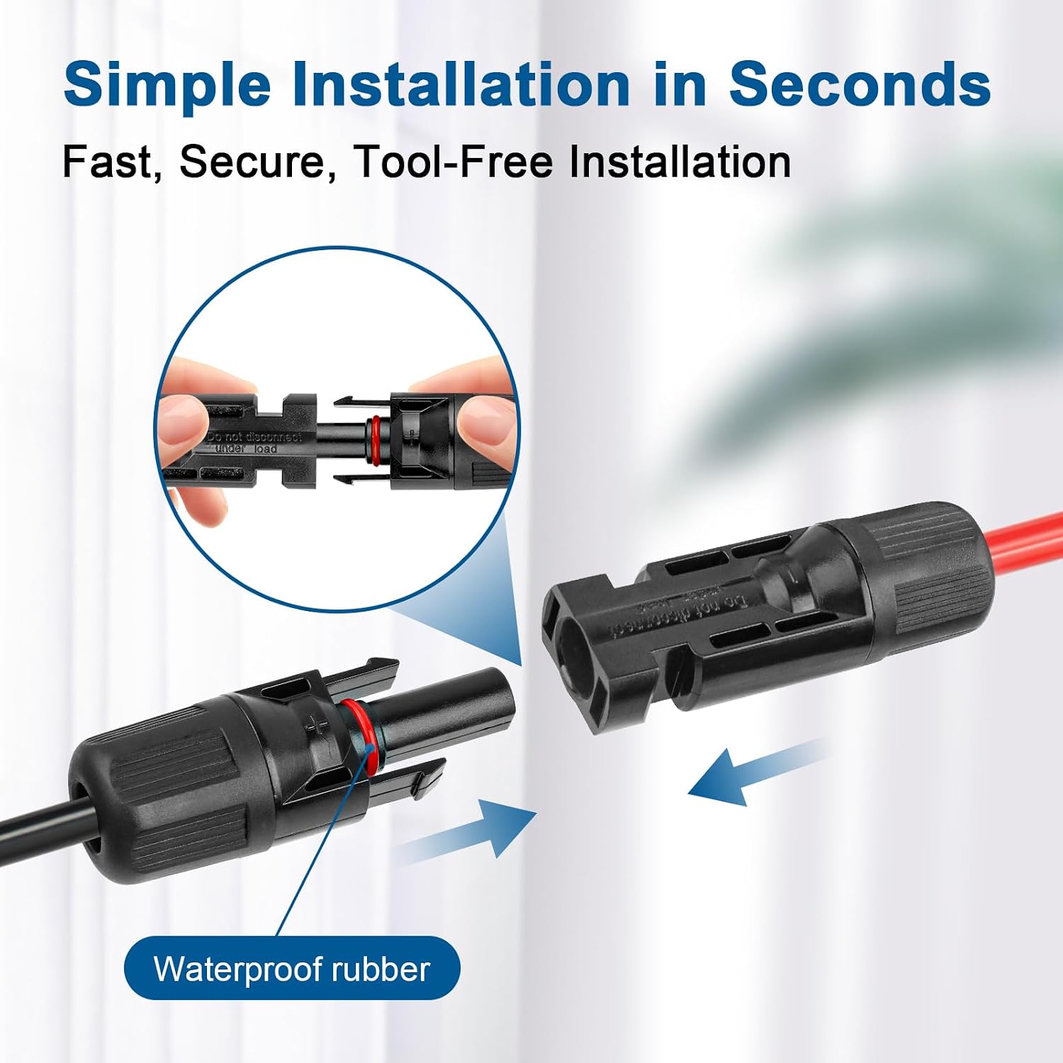 10AWG Solar Extension Cable 5FT – 2 Pack Red & Black PV Wire with Solar Connectors, 84-Strand Tinned Copper, Dual XLPE Insulated, Outdoor UV-Resistant Cable for RV, Inverter, Battery