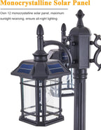 Solar Powered Outdoor Post Light 82.7" H 3-Headed Lamp Post with Dusk to Dawn Sensor Pole Street Lantern 3 Light Black Outdoor Lamp Post Lights E26 Outdoor Street Light for Pole Garden Yard