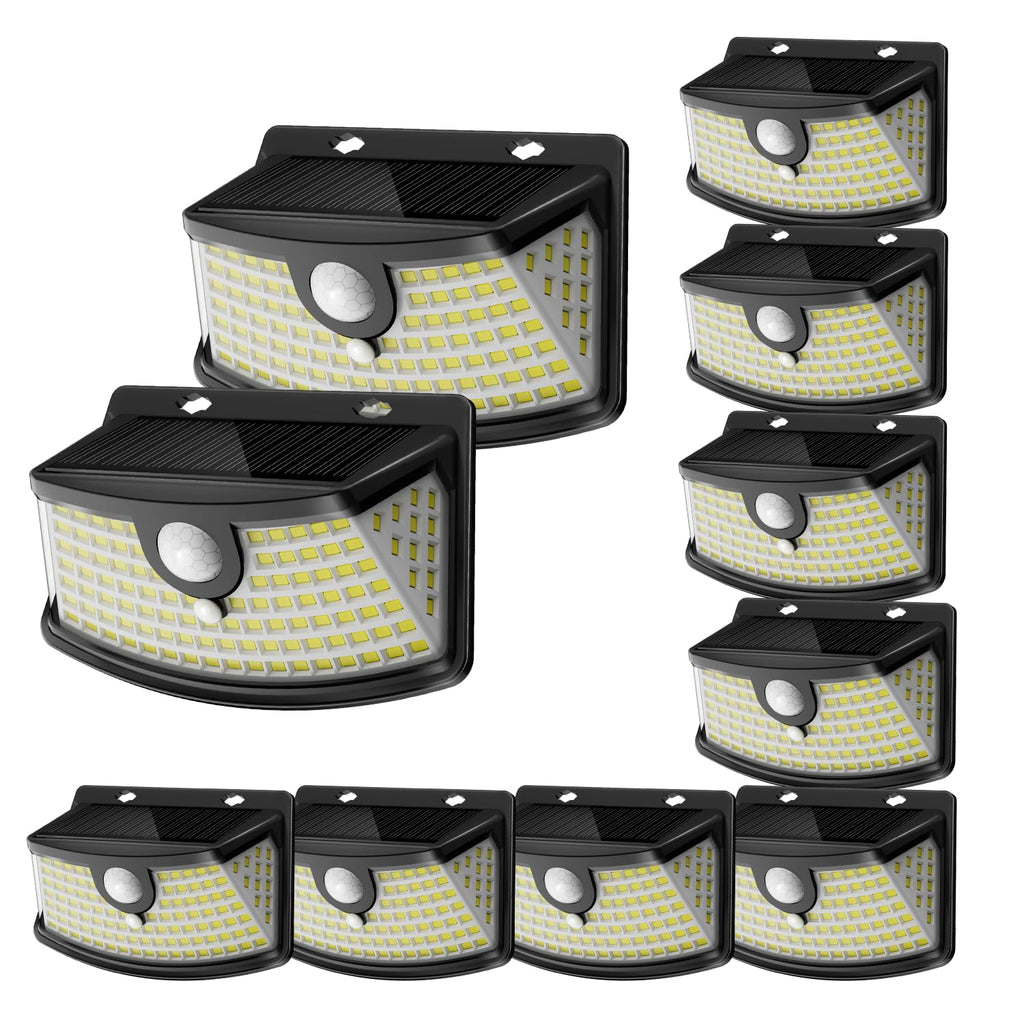 Aootek New Solar Motion Sensor Lights 120 LEDs with Lights Reflector,270° Wide Angle, IP65 Waterproof, Step Lights for Front Door, Yard, Garage, Deck (Black, Daylight White, 6-Pack)