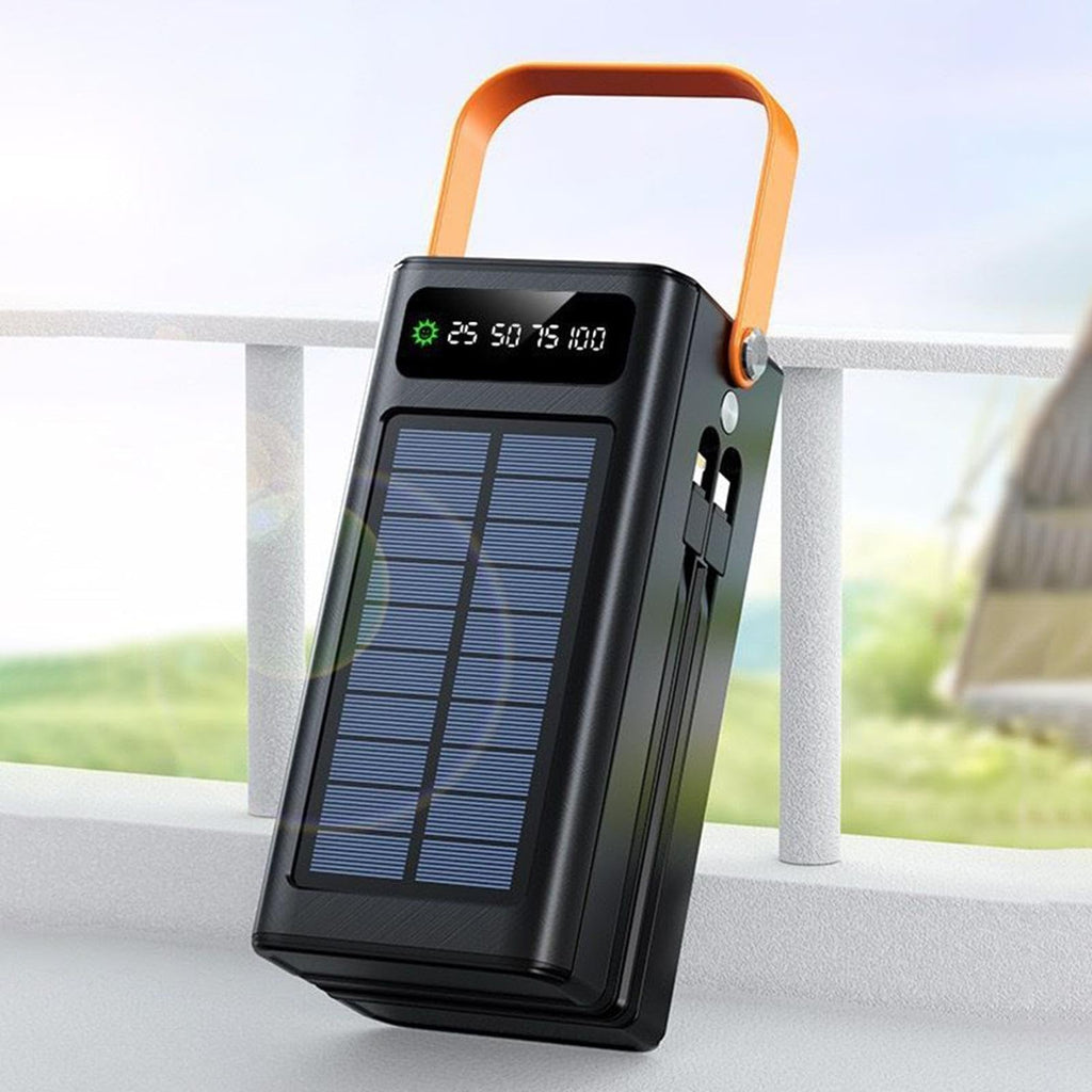 Solar Portable Charger, 120w Power Bank, Fast Charge with Built‑in Cables, Survival Gear with Led Light, Outdoor Accessory, High Capacity 50000mah Device for Camping Fishing Backpacking Road Trip