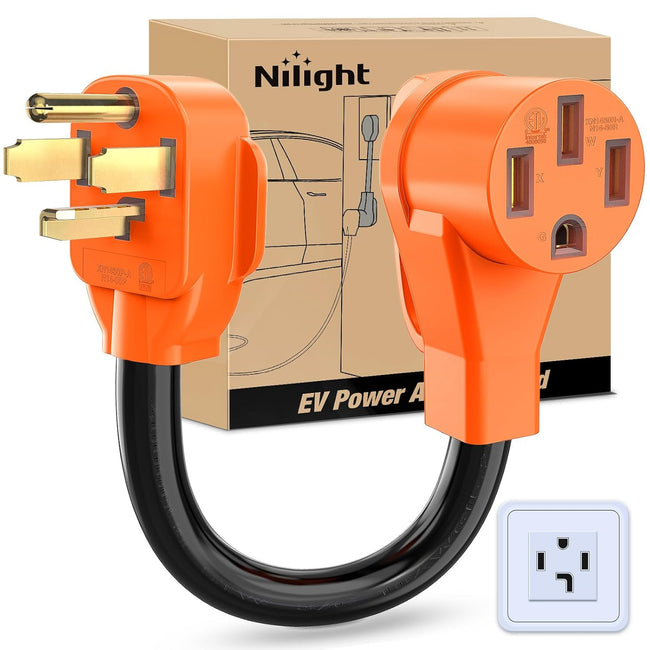 Nilight EV Adapter Cord 30 Amp to 50 Amp 4 Prong Pure Copper New Dryer Outlet to EV Plug Conversion Heavy Duty 10 Gauge Wire Nema 14-30P to 14-50R 30M/50F for Level 2 EVs Using Hover Image