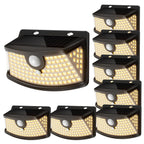 Aootek New Solar Motion Sensor Lights 120 LEDs with Lights Reflector,270° Wide Angle, IP65 Waterproof, Step Lights for Front Door, Yard, Garage, Deck (Black, Daylight White, 6-Pack)