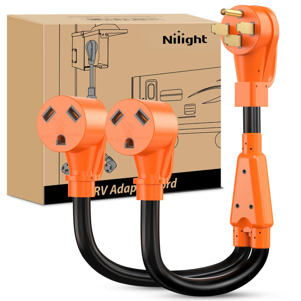 Nilight EV Adapter Cord 30 Amp to 50 Amp 4 Prong Pure Copper New Dryer Outlet to EV Plug Conversion Heavy Duty 10 Gauge Wire Nema 14-30P to 14-50R 30M/50F for Level 2 EVs Using