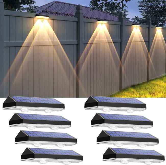 Solar Fence Lights Outdoor - 2700/4000/6000K 3 Mode, 8 Pack Solar Fence Lights Outdoor Waterproof LED, Fence Light Solar Powered for Outside, Backyard, Railing, Step, Patio,Wall and Home Improvement Hover Image