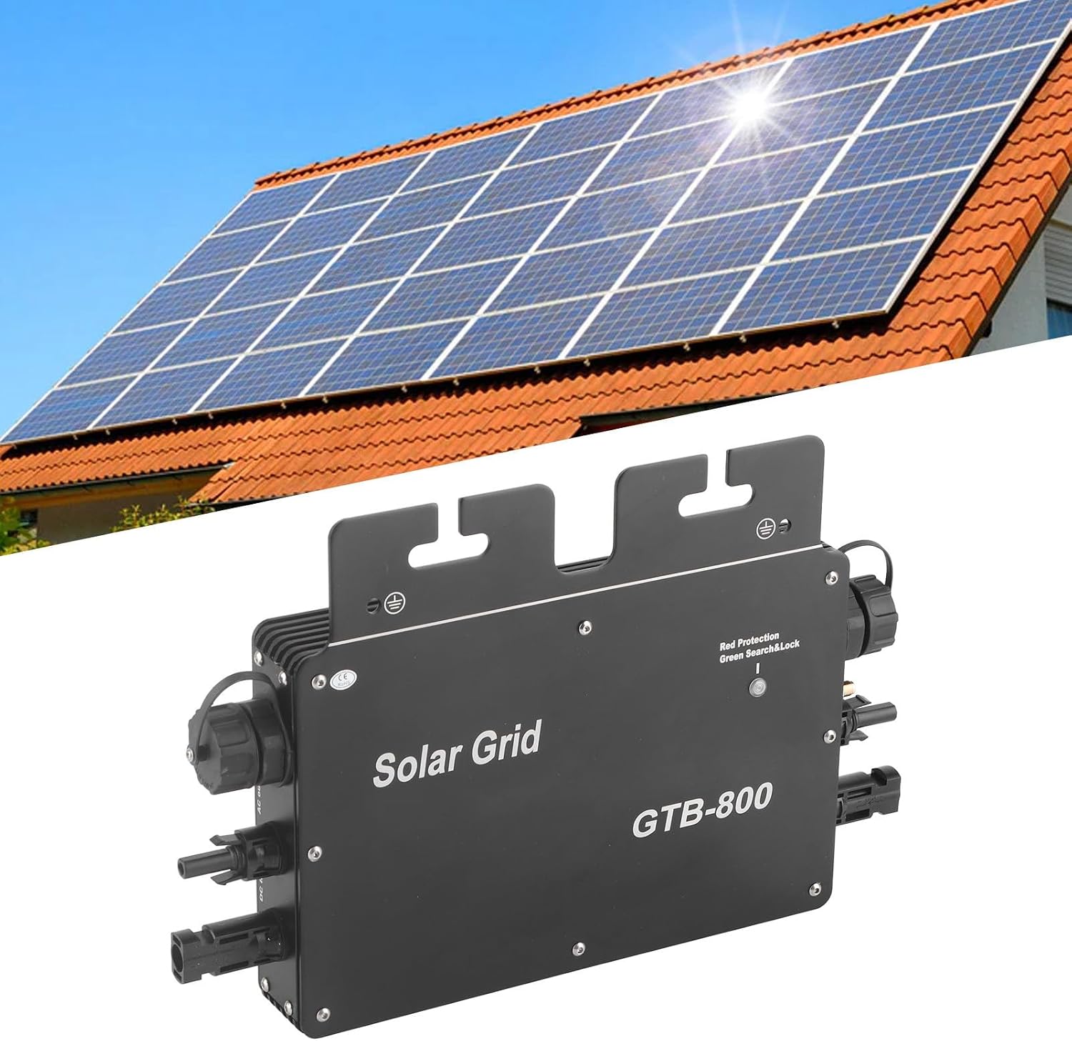 800W Solar Grid Tie Micro Inverter, Control Automatic Identification Power Inverters DC to AC Solar Inverter 120V 230V(Black US Plug)